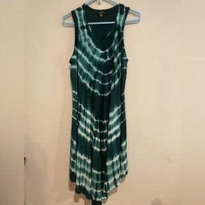 Royal Paisley Deep Green and White Tie Dye sleeveless sundress or swim cover